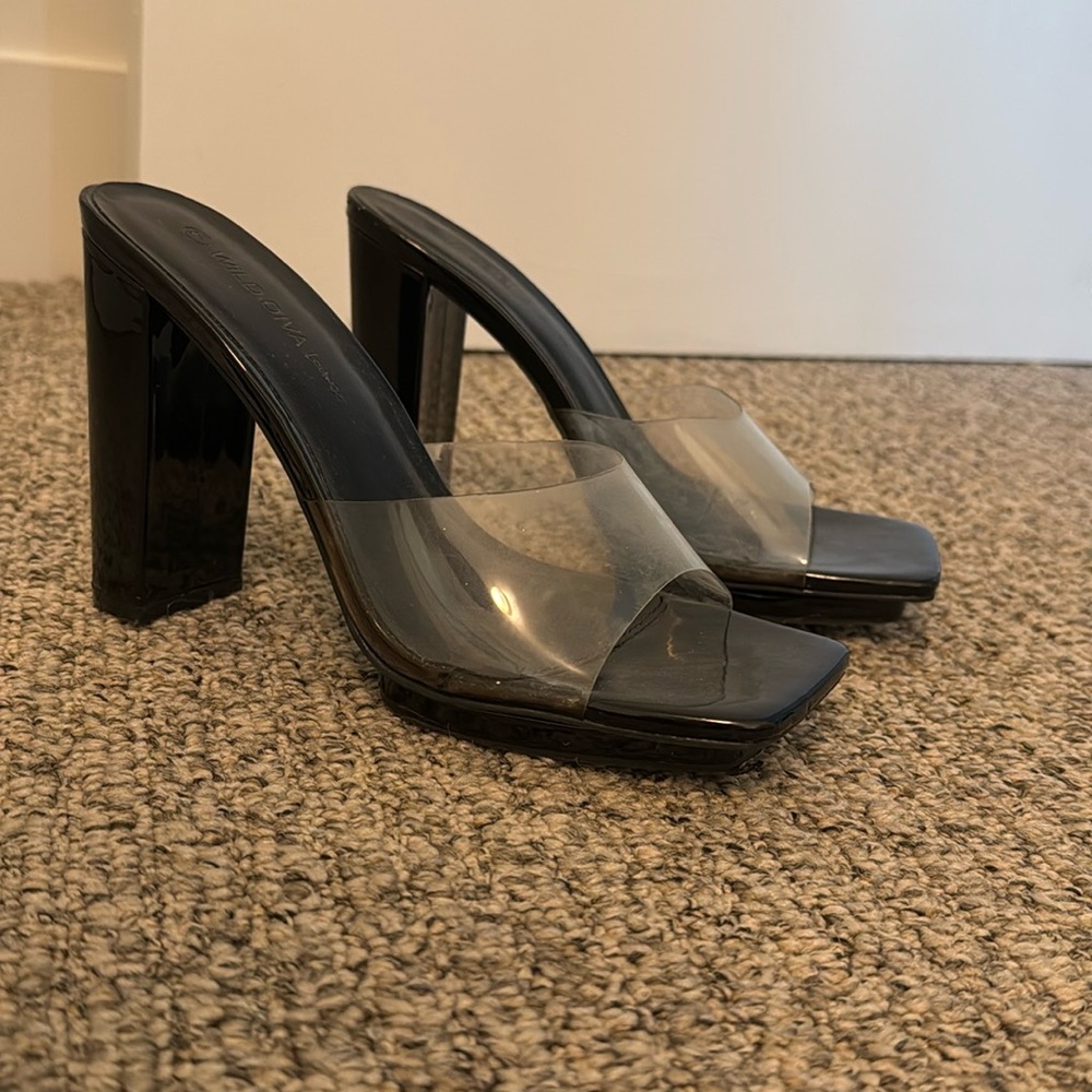 Black and clear heal sandals